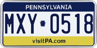 PA license plate MXY0518