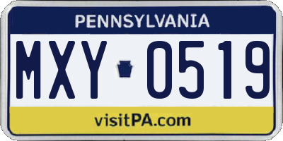 PA license plate MXY0519