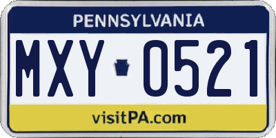PA license plate MXY0521