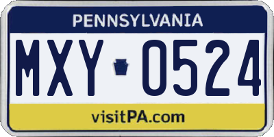 PA license plate MXY0524