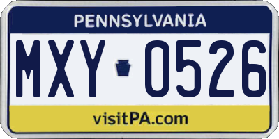 PA license plate MXY0526