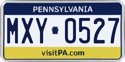 PA license plate MXY0527