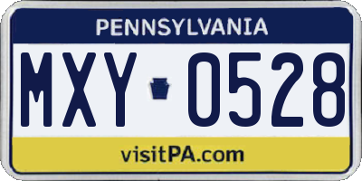 PA license plate MXY0528