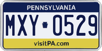 PA license plate MXY0529