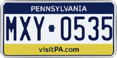 PA license plate MXY0535