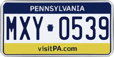 PA license plate MXY0539