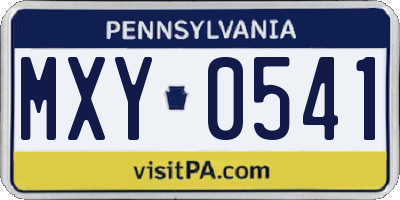 PA license plate MXY0541