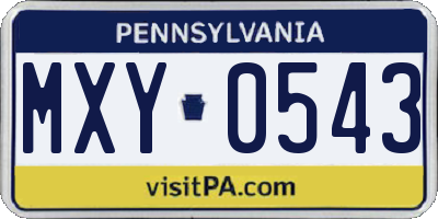 PA license plate MXY0543