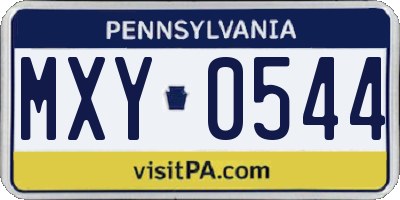PA license plate MXY0544