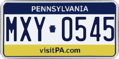 PA license plate MXY0545