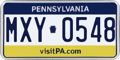 PA license plate MXY0548