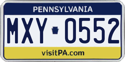 PA license plate MXY0552