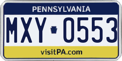 PA license plate MXY0553