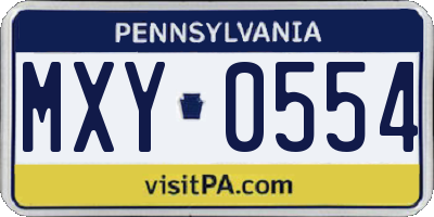 PA license plate MXY0554