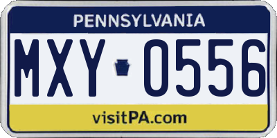 PA license plate MXY0556