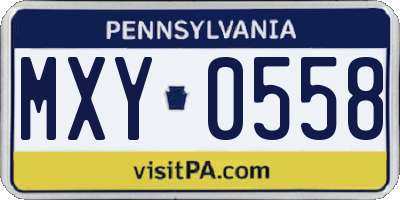 PA license plate MXY0558