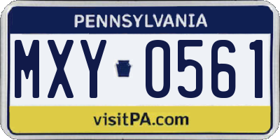 PA license plate MXY0561