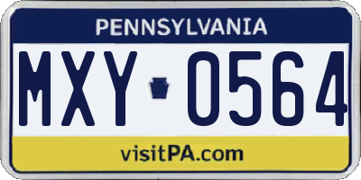 PA license plate MXY0564