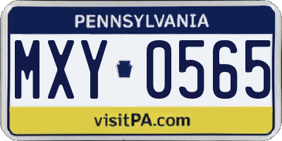 PA license plate MXY0565
