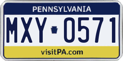 PA license plate MXY0571