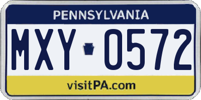 PA license plate MXY0572