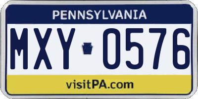 PA license plate MXY0576