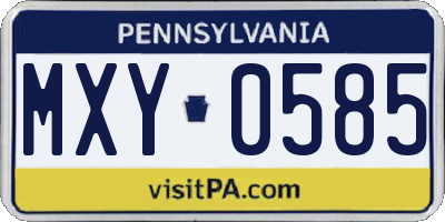 PA license plate MXY0585