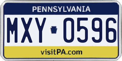 PA license plate MXY0596