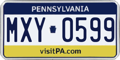PA license plate MXY0599