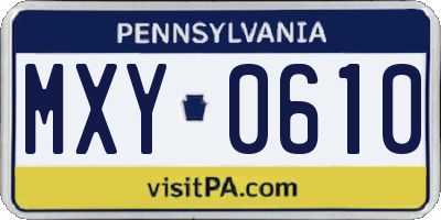 PA license plate MXY0610