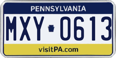 PA license plate MXY0613