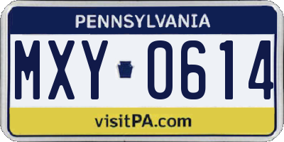 PA license plate MXY0614