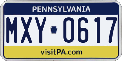 PA license plate MXY0617