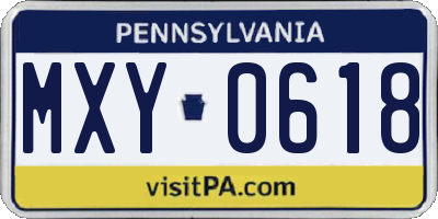 PA license plate MXY0618