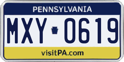 PA license plate MXY0619
