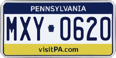 PA license plate MXY0620