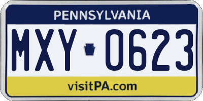 PA license plate MXY0623