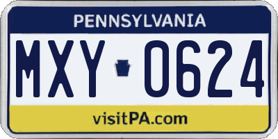 PA license plate MXY0624
