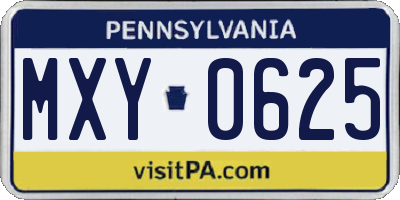 PA license plate MXY0625