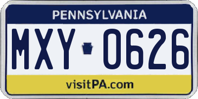 PA license plate MXY0626
