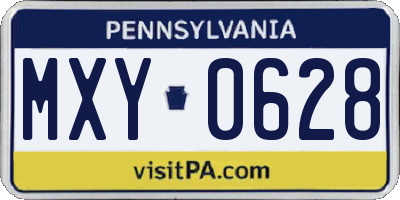 PA license plate MXY0628
