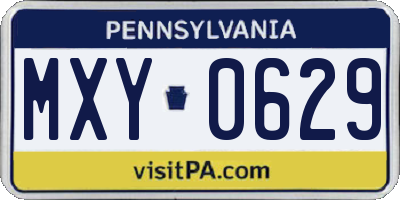 PA license plate MXY0629