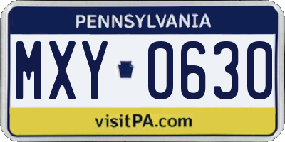 PA license plate MXY0630