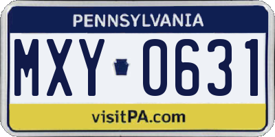 PA license plate MXY0631