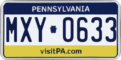 PA license plate MXY0633