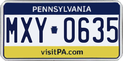 PA license plate MXY0635