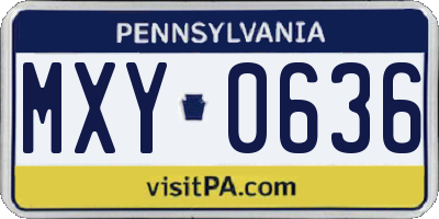 PA license plate MXY0636