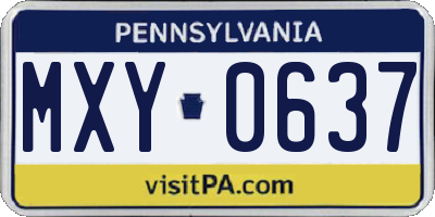 PA license plate MXY0637