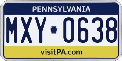PA license plate MXY0638