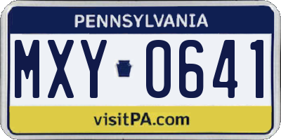 PA license plate MXY0641